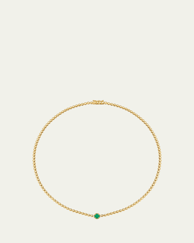 18k Yellow Gold Illusion Emerald Tennis Necklace